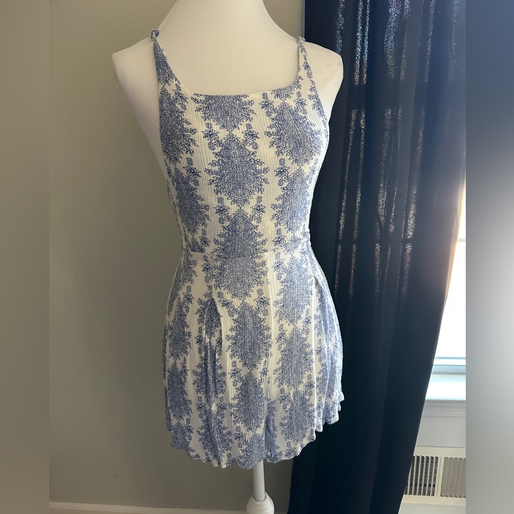 Blue and White Patterned Dress